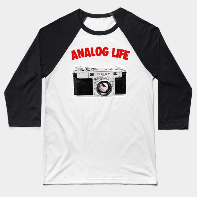 Analog Life / Camera Geek Gift Design Baseball T-Shirt by DankFutura